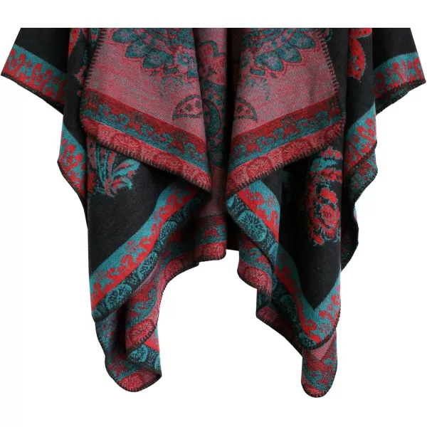 Urban CoCo Womens Color Block Shawl Wrap Open Front Poncho CapeSeries 29red