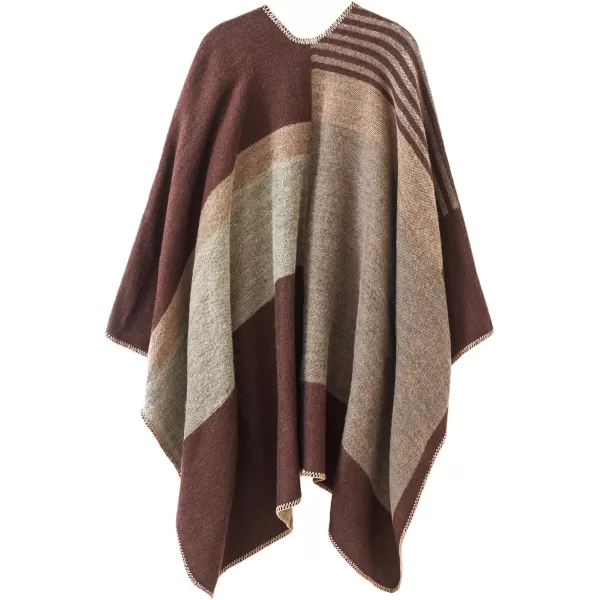 Urban CoCo Womens Color Block Shawl Wrap Open Front Poncho CapeSeries 2coffee