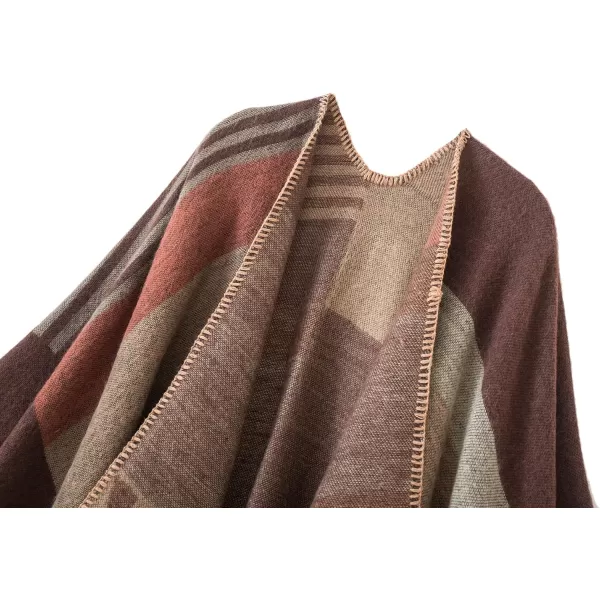 Urban CoCo Womens Color Block Shawl Wrap Open Front Poncho CapeSeries 2coffee