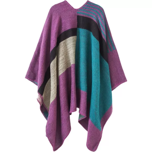Urban CoCo Womens Color Block Shawl Wrap Open Front Poncho CapeSeries 2purple