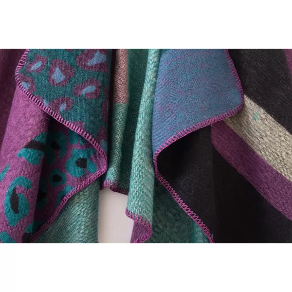 Urban CoCo Womens Color Block Shawl Wrap Open Front Poncho CapeSeries 2purple