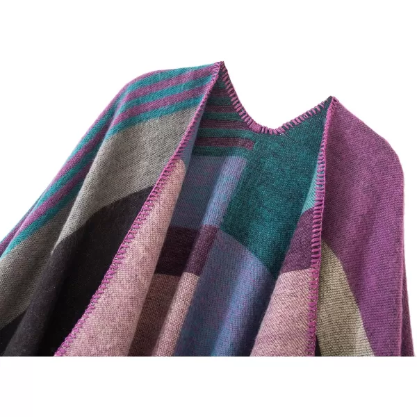 Urban CoCo Womens Color Block Shawl Wrap Open Front Poncho CapeSeries 2purple