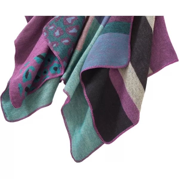 Urban CoCo Womens Color Block Shawl Wrap Open Front Poncho CapeSeries 2purple