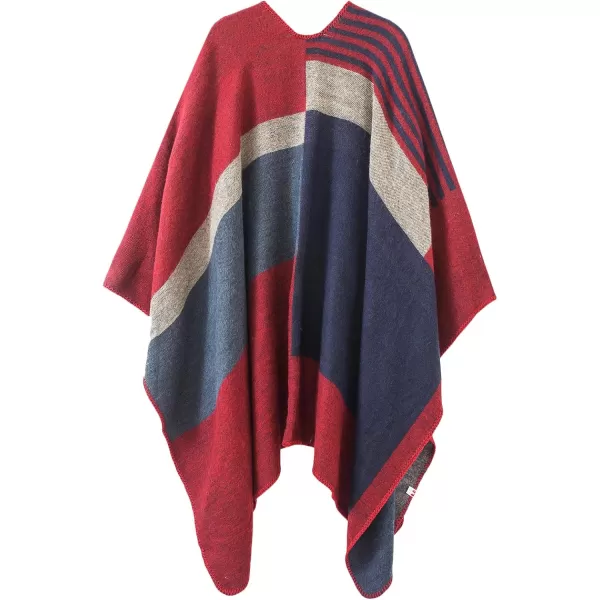 Urban CoCo Womens Color Block Shawl Wrap Open Front Poncho CapeSeries 2red