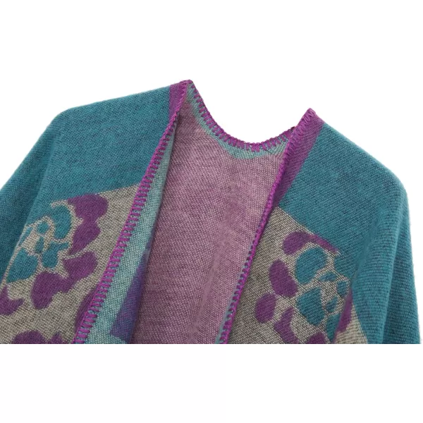 Urban CoCo Womens Color Block Shawl Wrap Open Front Poncho CapeSeries 3blue