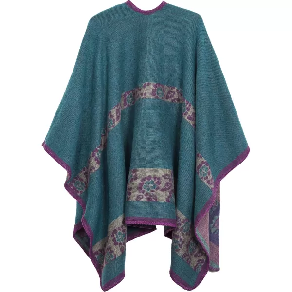 Urban CoCo Womens Color Block Shawl Wrap Open Front Poncho CapeSeries 3blue