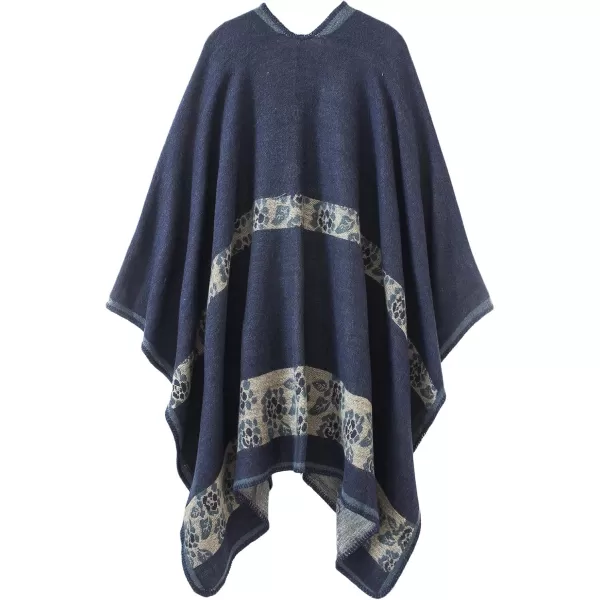 Urban CoCo Womens Color Block Shawl Wrap Open Front Poncho CapeSeries 3navy
