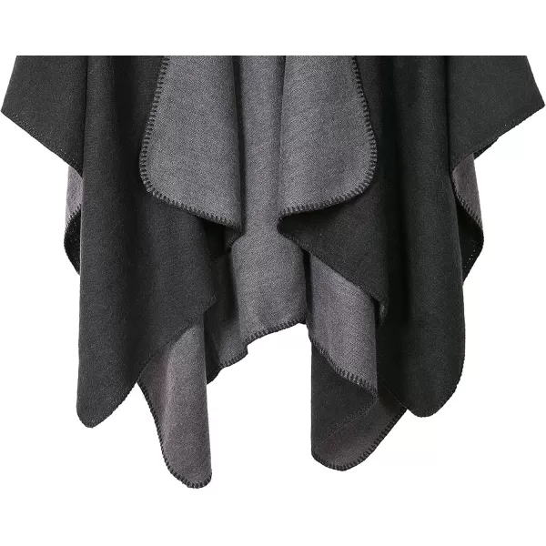 Urban CoCo Womens Color Block Shawl Wrap Open Front Poncho CapeSeries 7black