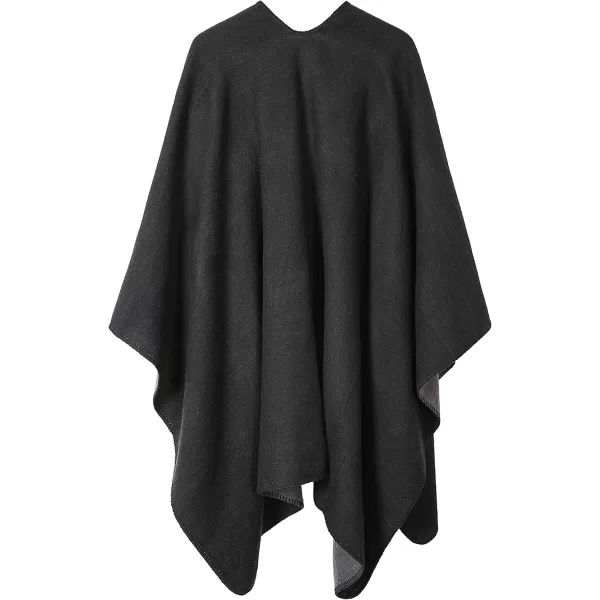 Urban CoCo Womens Color Block Shawl Wrap Open Front Poncho CapeSeries 7black