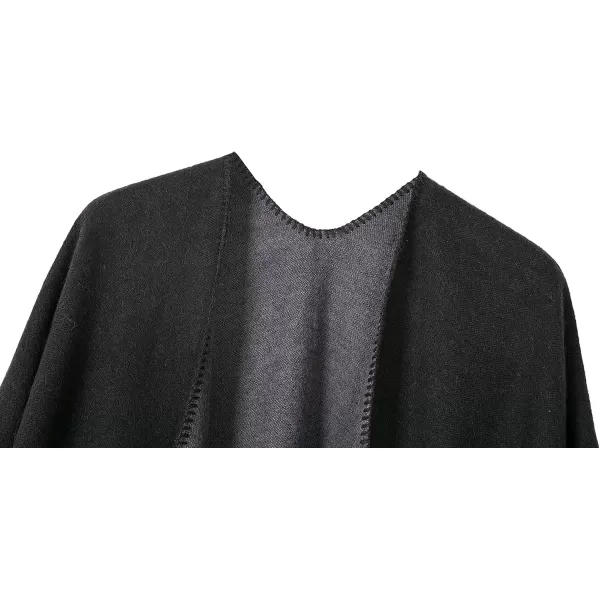 Urban CoCo Womens Color Block Shawl Wrap Open Front Poncho CapeSeries 7black