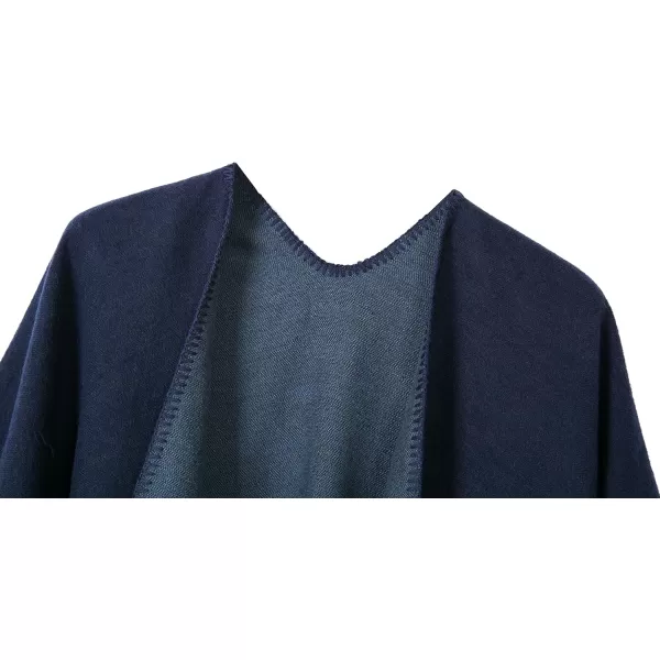 Urban CoCo Womens Color Block Shawl Wrap Open Front Poncho CapeSeries 7navy Blue