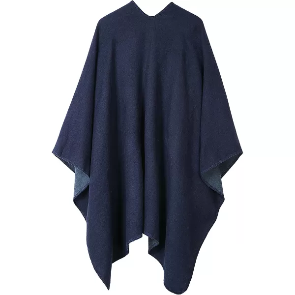 Urban CoCo Womens Color Block Shawl Wrap Open Front Poncho CapeSeries 7navy Blue