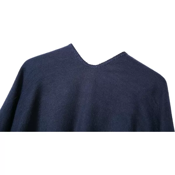 Urban CoCo Womens Color Block Shawl Wrap Open Front Poncho CapeSeries 7navy Blue