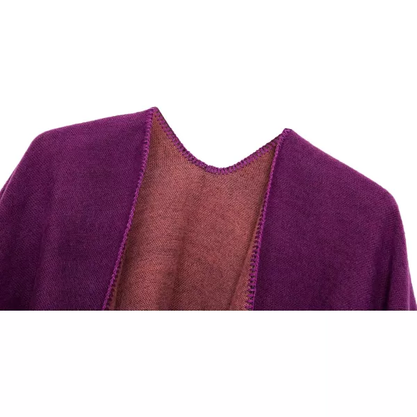 Urban CoCo Womens Color Block Shawl Wrap Open Front Poncho CapeSeries 7purple