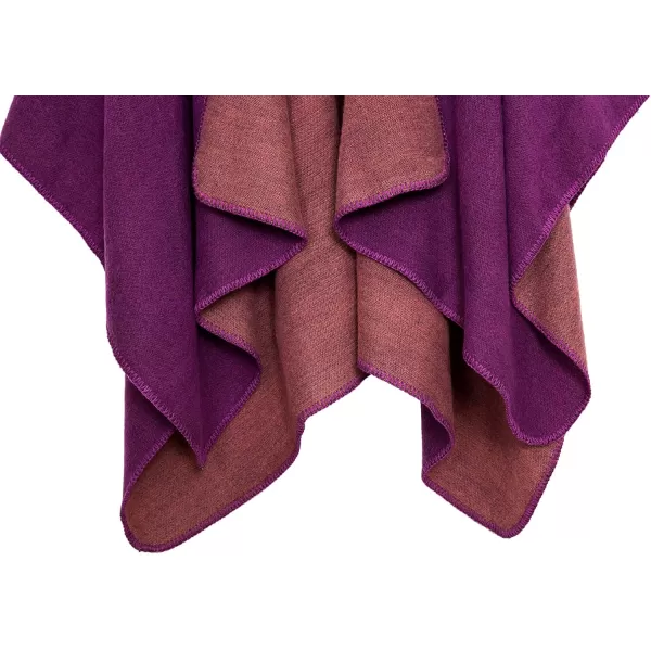 Urban CoCo Womens Color Block Shawl Wrap Open Front Poncho CapeSeries 7purple