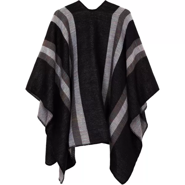 Urban CoCo Womens Color Block Shawl Wrap Open Front Poncho CapeSeries 9black