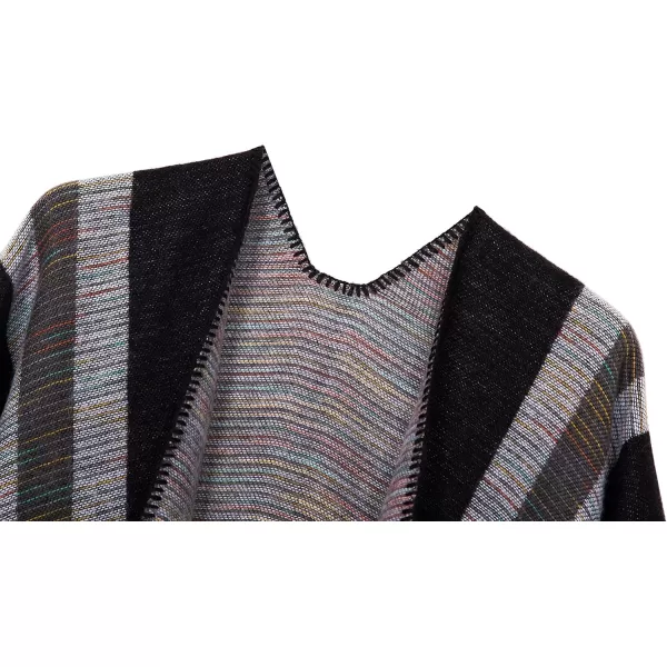 Urban CoCo Womens Color Block Shawl Wrap Open Front Poncho CapeSeries 9black