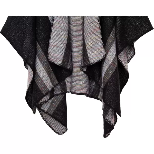 Urban CoCo Womens Color Block Shawl Wrap Open Front Poncho CapeSeries 9black