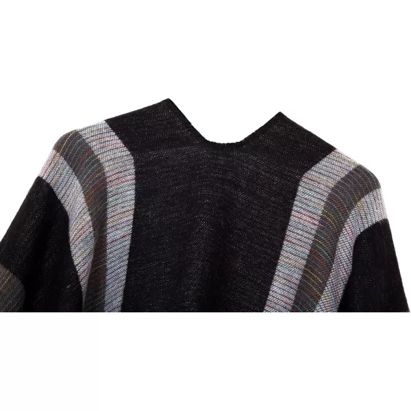 Urban CoCo Womens Color Block Shawl Wrap Open Front Poncho CapeSeries 9black