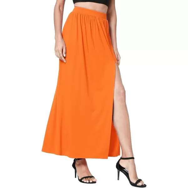 Urban CoCo Womens Elastic High Waist Maxi Skirt Split Maxi Beach SkirtOrange