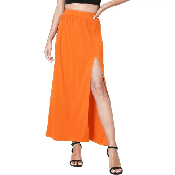 Urban CoCo Womens Elastic High Waist Maxi Skirt Split Maxi Beach SkirtOrange
