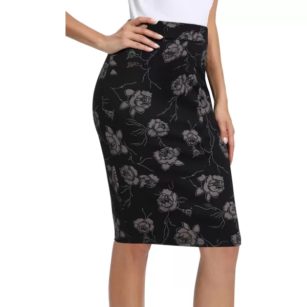 Urban CoCo Womens Elastic Waist Stretch Bodycon Midi Pencil Skirt8
