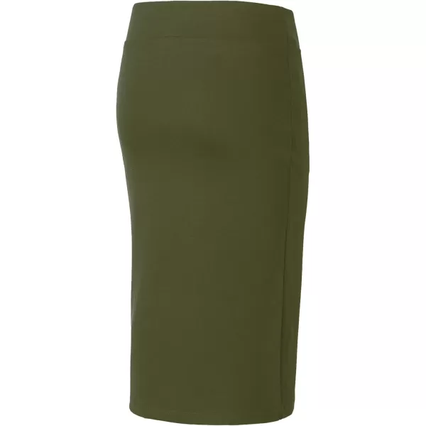 Urban CoCo Womens Elastic Waist Stretch Bodycon Midi Pencil SkirtArmy Green
