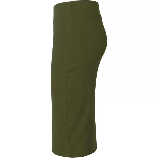 Urban CoCo Womens Elastic Waist Stretch Bodycon Midi Pencil SkirtArmy Green