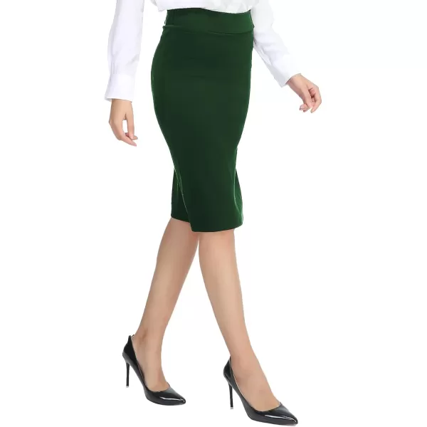 Urban CoCo Womens Elastic Waist Stretch Bodycon Midi Pencil SkirtBackish Green