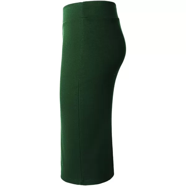 Urban CoCo Womens Elastic Waist Stretch Bodycon Midi Pencil SkirtBackish Green