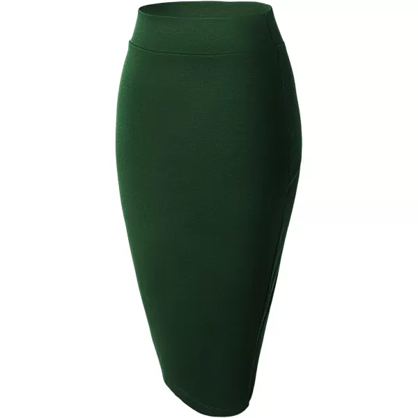 Urban CoCo Womens Elastic Waist Stretch Bodycon Midi Pencil SkirtBackish Green