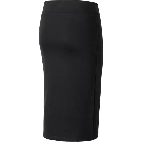 Urban CoCo Womens Elastic Waist Stretch Bodycon Midi Pencil SkirtBlack