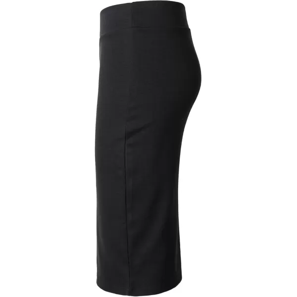 Urban CoCo Womens Elastic Waist Stretch Bodycon Midi Pencil SkirtBlack