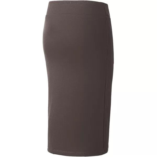 Urban CoCo Womens Elastic Waist Stretch Bodycon Midi Pencil SkirtBrown