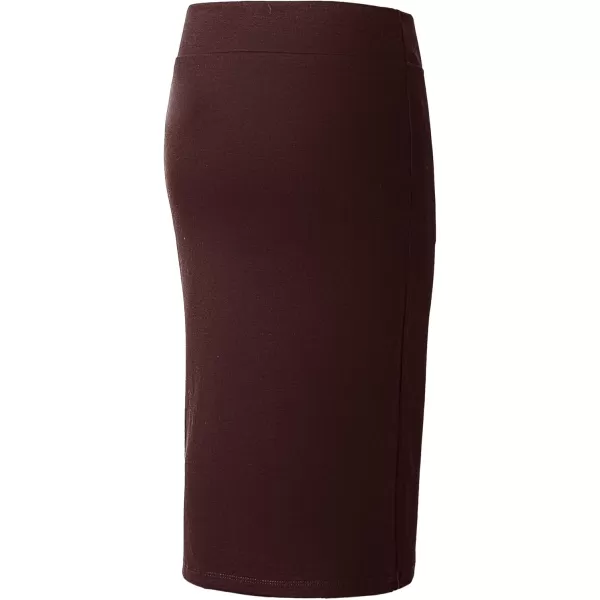 Urban CoCo Womens Elastic Waist Stretch Bodycon Midi Pencil SkirtBurgundy