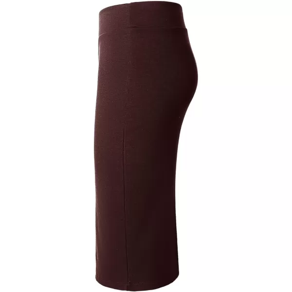 Urban CoCo Womens Elastic Waist Stretch Bodycon Midi Pencil SkirtBurgundy