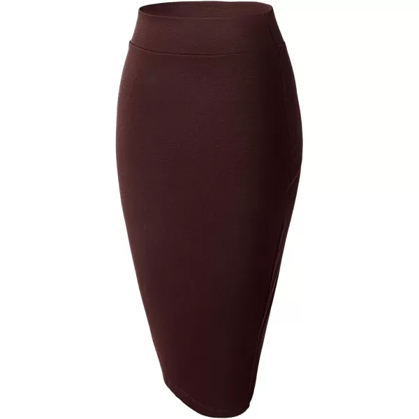 Urban CoCo Womens Elastic Waist Stretch Bodycon Midi Pencil SkirtBurgundy