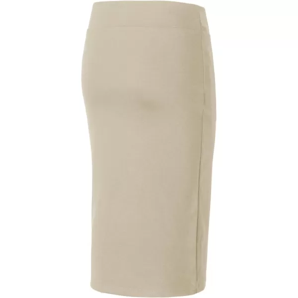Urban CoCo Womens Elastic Waist Stretch Bodycon Midi Pencil SkirtCamel