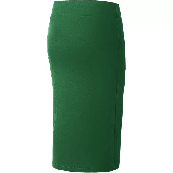 Urban CoCo Womens Elastic Waist Stretch Bodycon Midi Pencil SkirtEmerald Green