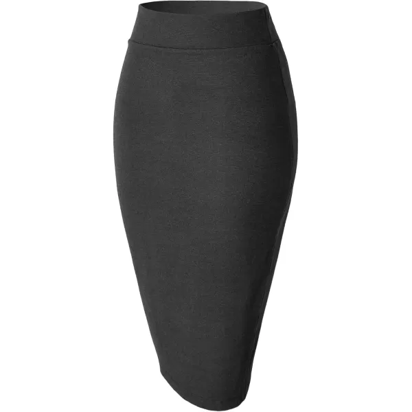 Urban CoCo Womens Elastic Waist Stretch Bodycon Midi Pencil SkirtHeather Grey