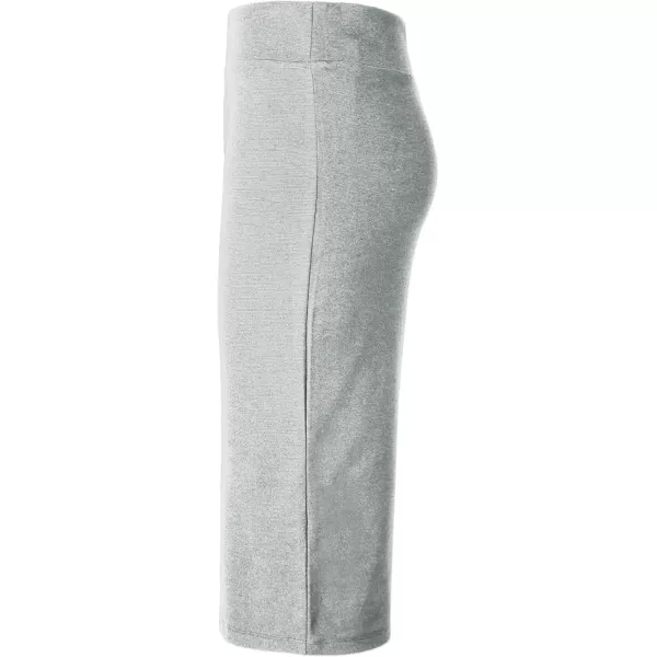 Urban CoCo Womens Elastic Waist Stretch Bodycon Midi Pencil SkirtLight Gray