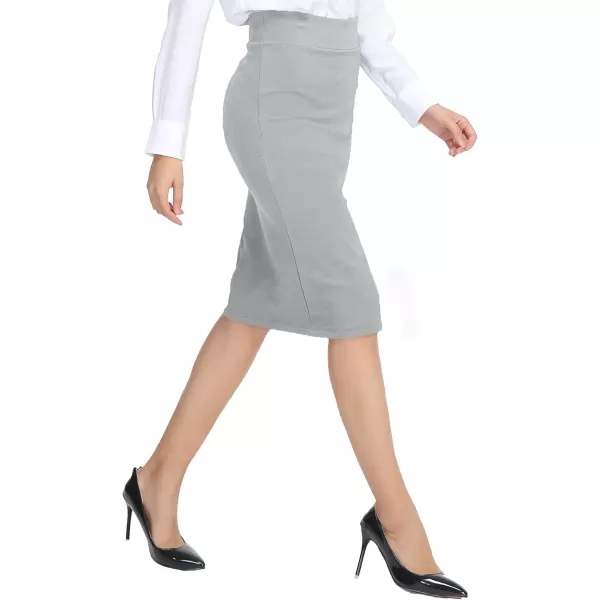 Urban CoCo Womens Elastic Waist Stretch Bodycon Midi Pencil SkirtLight Gray