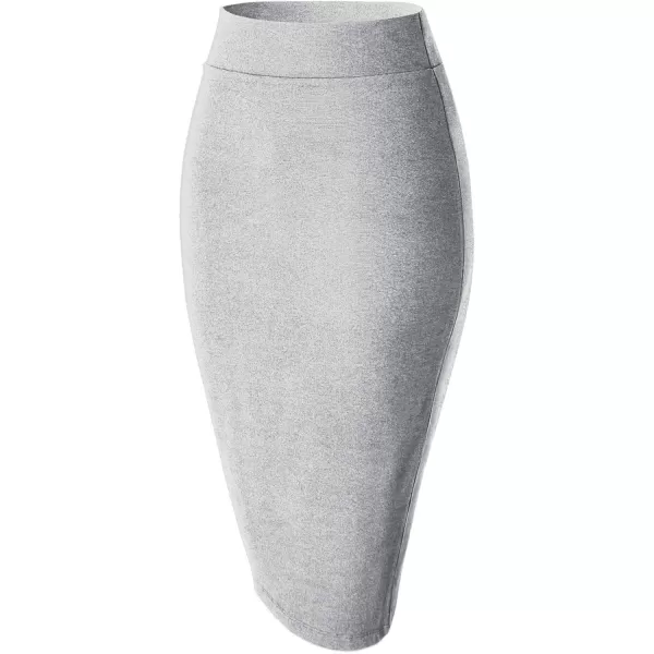 Urban CoCo Womens Elastic Waist Stretch Bodycon Midi Pencil SkirtLight Gray