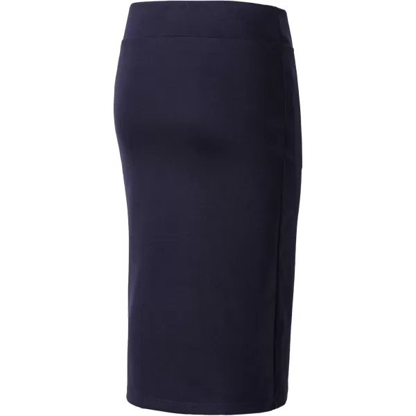 Urban CoCo Womens Elastic Waist Stretch Bodycon Midi Pencil SkirtNavy Blue