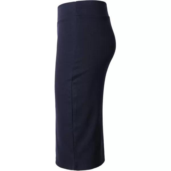 Urban CoCo Womens Elastic Waist Stretch Bodycon Midi Pencil SkirtNavy Blue