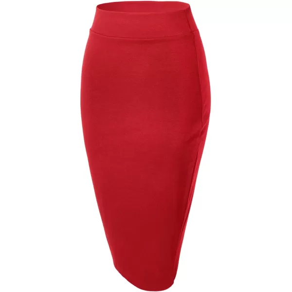 Urban CoCo Womens Elastic Waist Stretch Bodycon Midi Pencil SkirtRed