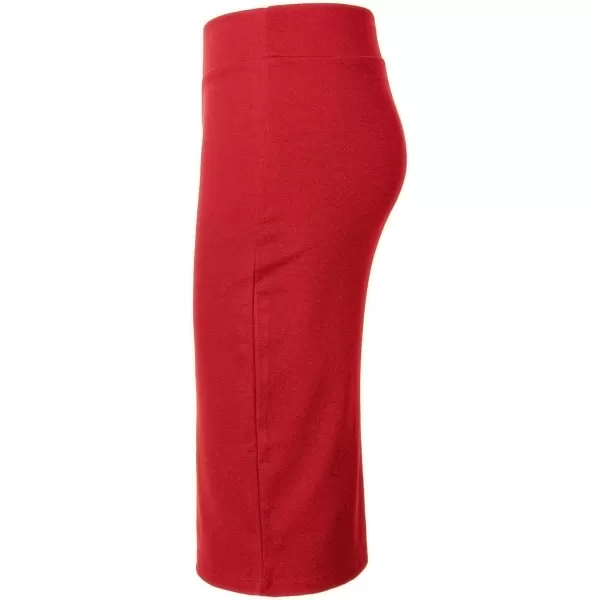 Urban CoCo Womens Elastic Waist Stretch Bodycon Midi Pencil SkirtRed