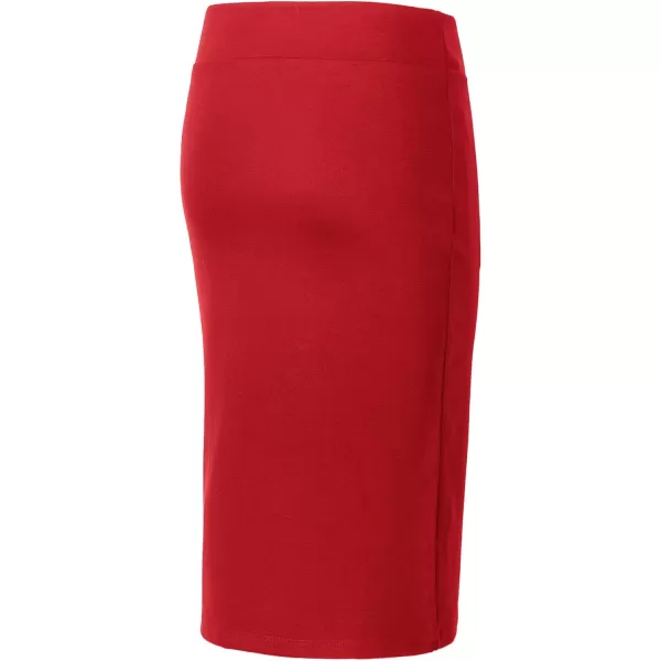 Urban CoCo Womens Elastic Waist Stretch Bodycon Midi Pencil SkirtRed