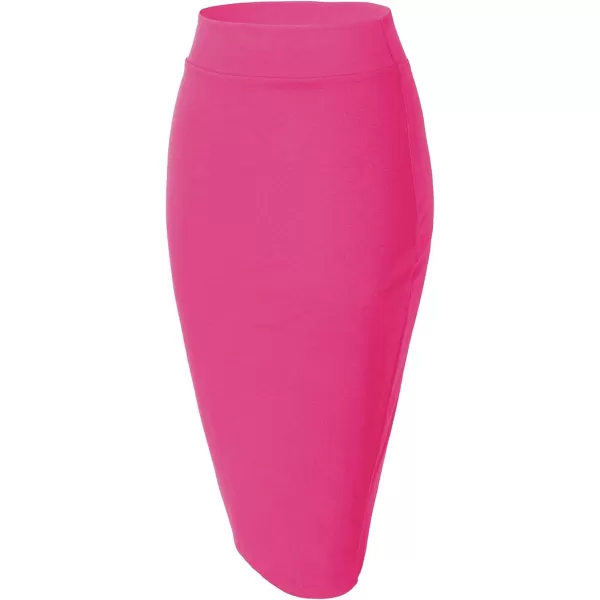 Urban CoCo Womens Elastic Waist Stretch Bodycon Midi Pencil SkirtRose