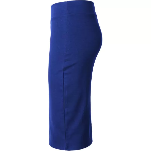 Urban CoCo Womens Elastic Waist Stretch Bodycon Midi Pencil SkirtRoyal Blue